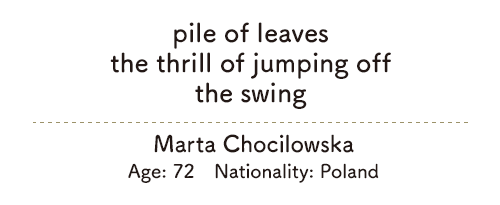 pile of leaves/the thrill of jumping off/the swing